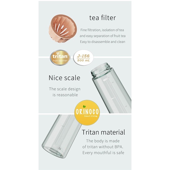 BOTOL MINUM PLASTIK TRITAN LEAKPROOF J-156 BOTTLE INFUSED WATER 500ML DISKON