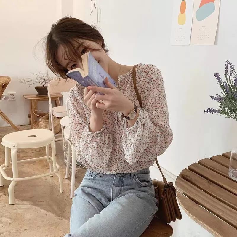 Hayoon Floral Blouse/Blouse Korean/Blouse Floral Korean