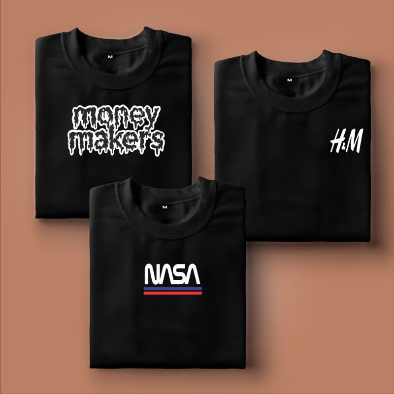 Kaos Distro Pria/Kaos Distro Original/Baju Distro Pria-NASA-H.M-MONEY MAKERS
