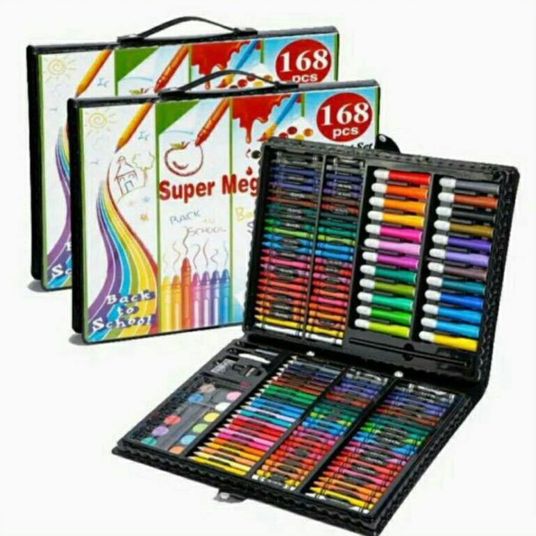 

Grosir Crayon Art Set Mewarnai 168 Pcs Model Koper Besar Pink & Biru