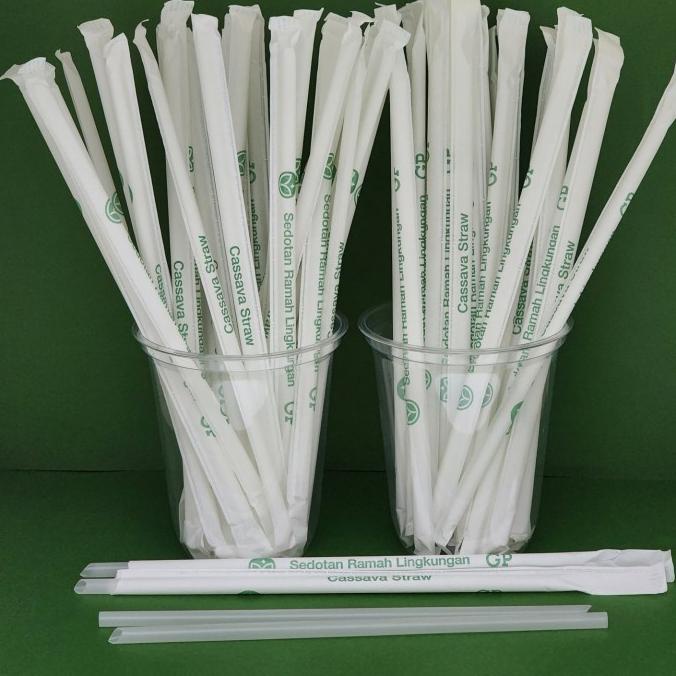 Cassava Straw /Sedotan Cassava Runcing 6mmx20cm Wrap Paper ( 250 pcs)