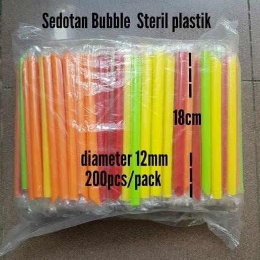Sedotan bubble steril 1218 wf warna warni / solid + bungkus plastik