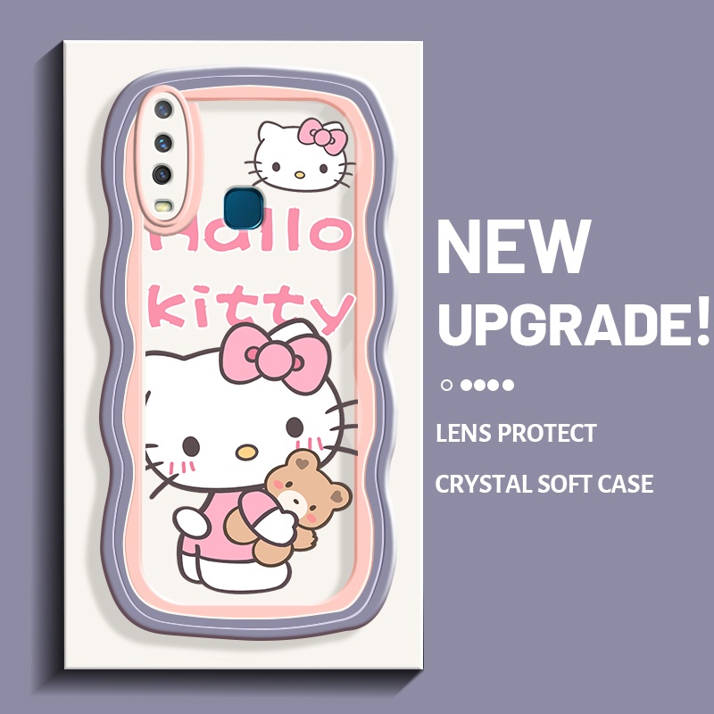 Casing Ponsel untuk VIVO Y12 Y15 Y17 Y12i Y3 Y3s 2020 Casing pola HelloKitty krim indah lembut benin
