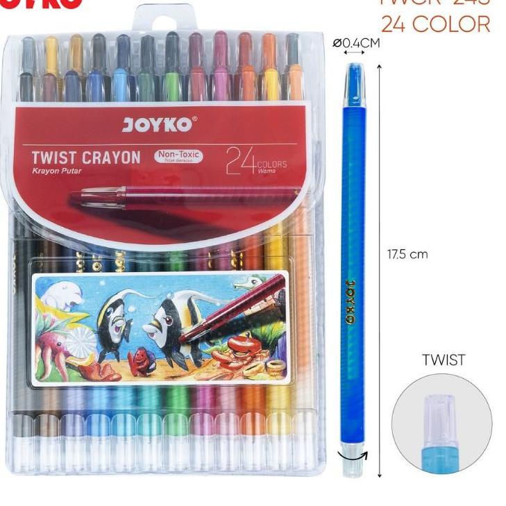 

Kualitas Terupdate Crayon Putar Joyko 24 Warna/ TWCR 24S / (1pak)