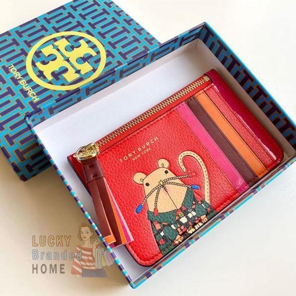 

Dompet TORY BURCH Card Holder Rita the Rat Top Zip Card Case ORIGINAL