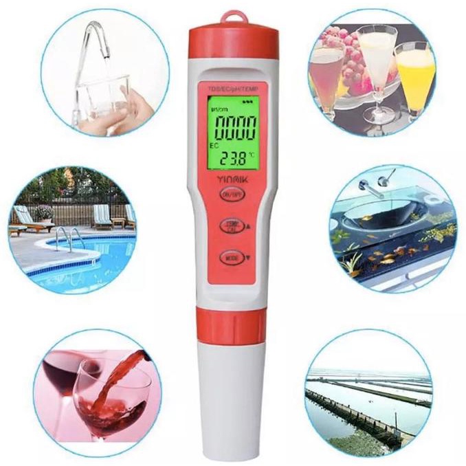 Ph Meter+Tds+Ec+ Temperatur And Auto Calibrate Ez9908 With Backlight