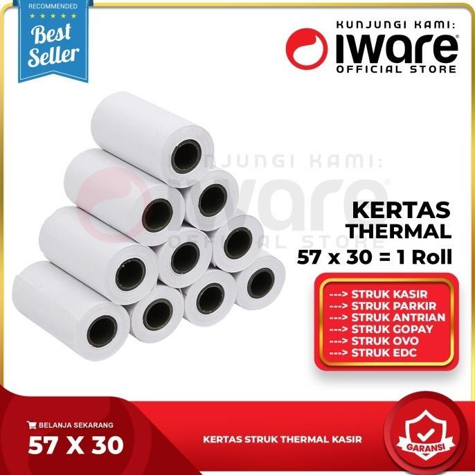 

TERBARU...!!! KERTAS STRUK THERMAL 57X30MM PRINTER KASIR EDC ISI 100ROLL