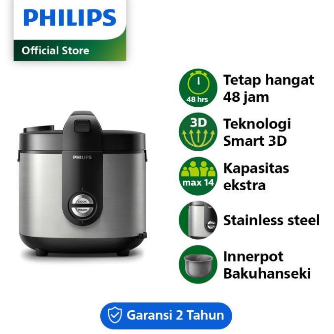 Philips Rice Cooker 2L - Premium Plus Silver HD3138/33