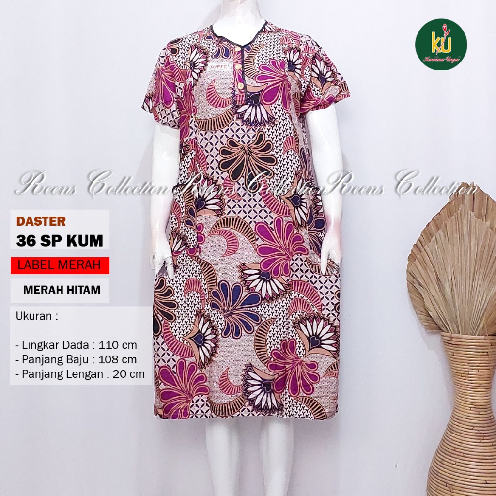 Daster Busui Bisa COD 36 KUM Batik Kencana Ungu Asli Label Merah Baju Santai Tidur Wanita Dewasa Kan