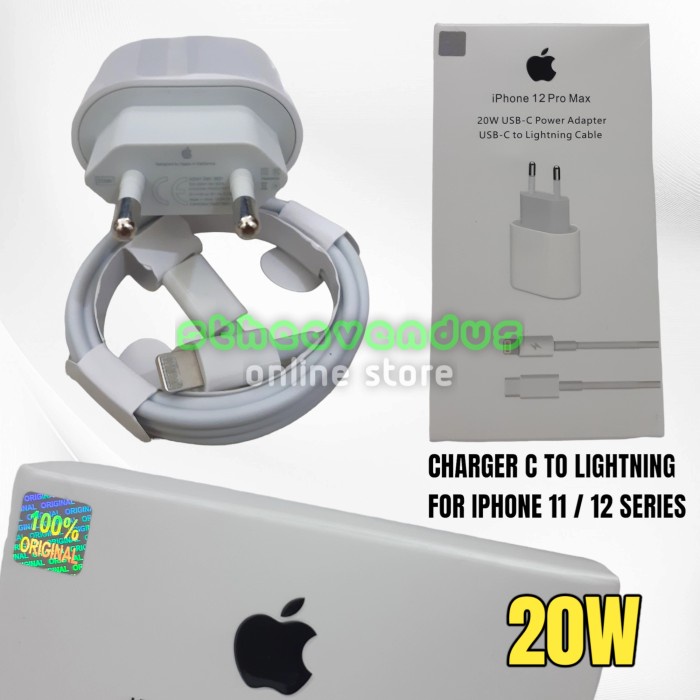 CHARGER CAS + KABEL DATA CABLE C TO LIGHTNING FOR IPHONE 11 PRO 12 PRO