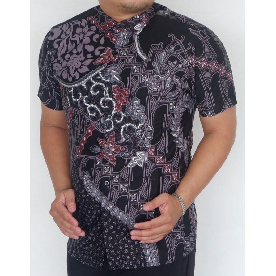 Baju Batik Pria Slimfit Kemeja Lengan Pendek Hem Slim Fit LBS 2081