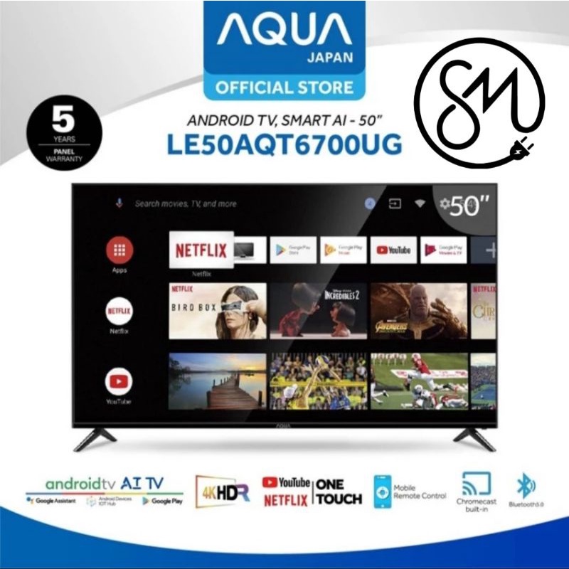 LED TV AQUA JAPAN 50 inch 50AQT6700UG Smart tv Android Digital 50AQT6700