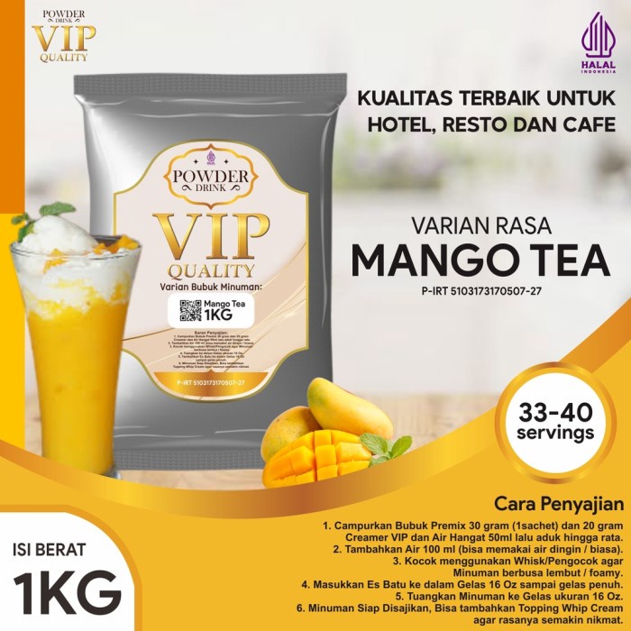 

Bubuk Minuman Kualitas VIP Rasa Mango Tea 1 Kg Boba Drink Powder