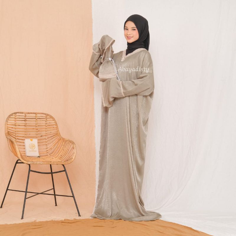 [BISA COD] Mukena Trevelling Crinkle Silk + Pouch