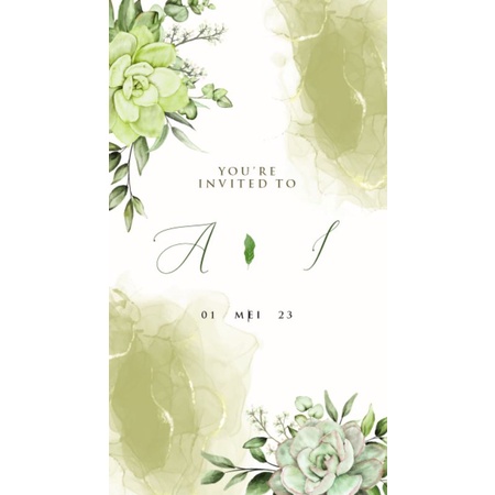 PROMO Undangan Digital e invitation vidio pernikahan/tunangan/engagement/wedding Tema SAGE GREEN