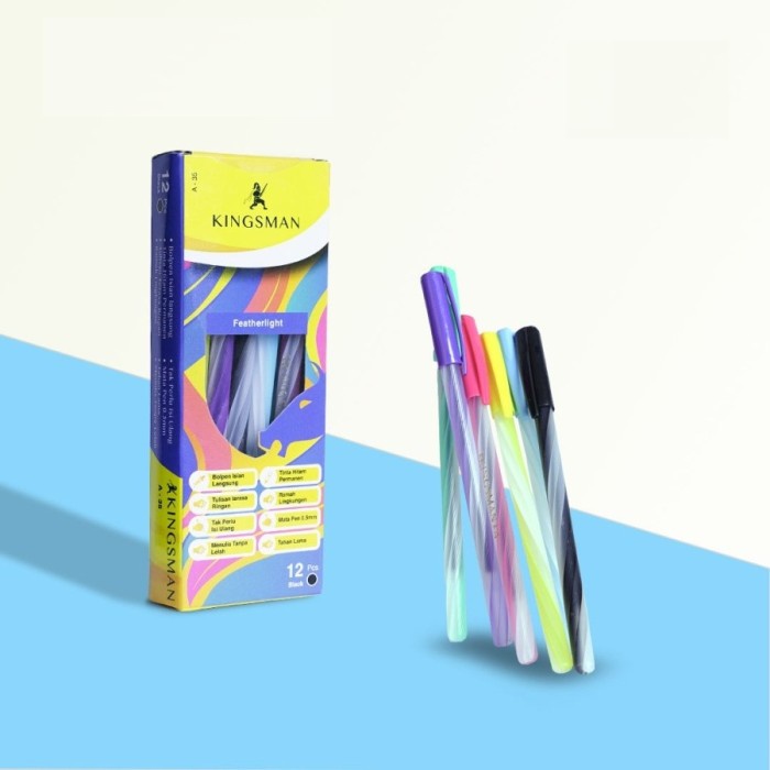 

Pulpen Hitam Pen Ballpoint Bolpen Pena Kingsman Ulir Isi 12 Pcs Lancar