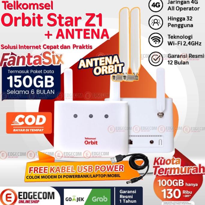 Telkomsel Modem Orbit Star Z1 Modem WiFi 4G Bonnus 150 GB + antena