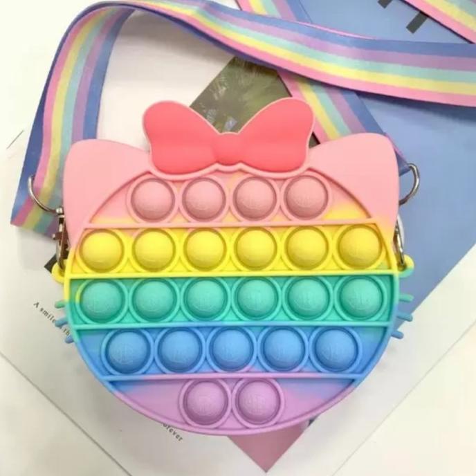 Tas Pop it anak/sling bag pop it rainbow/Bag Pop it viral fidget cube