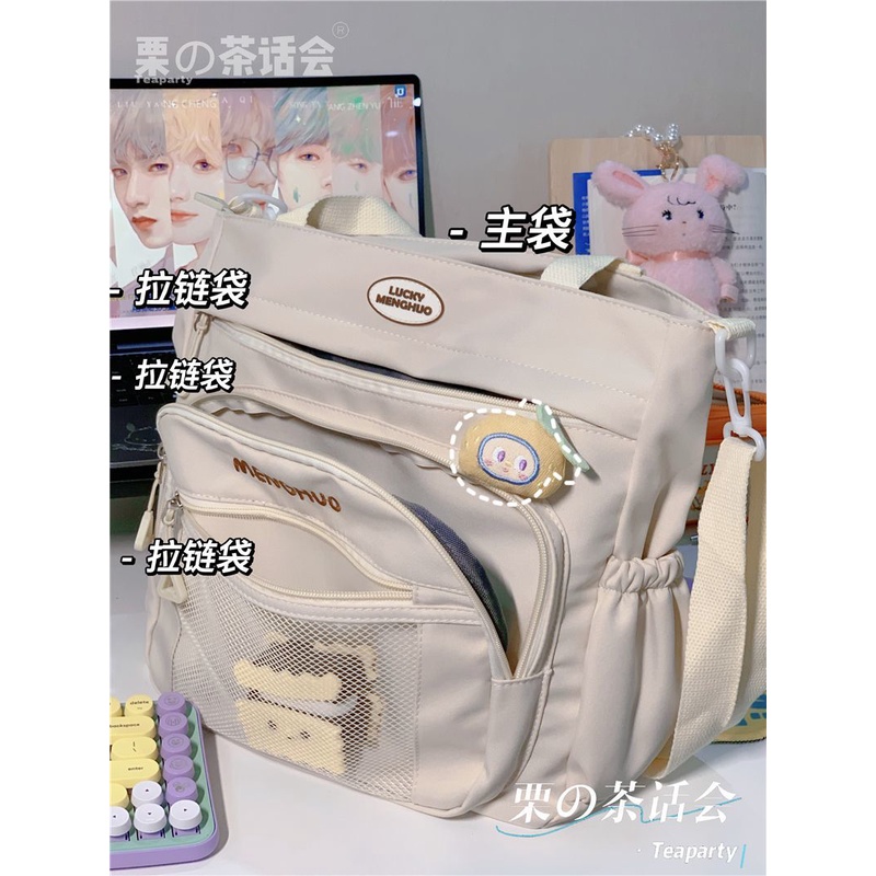 ✎☍►Sera  Toko Gaya Jepang Gaya Kuliah Tas Gadis Versi Korea Kapasitas Besar Messenger Tas Gadis Mahasiswa Komuter Tas Bahu