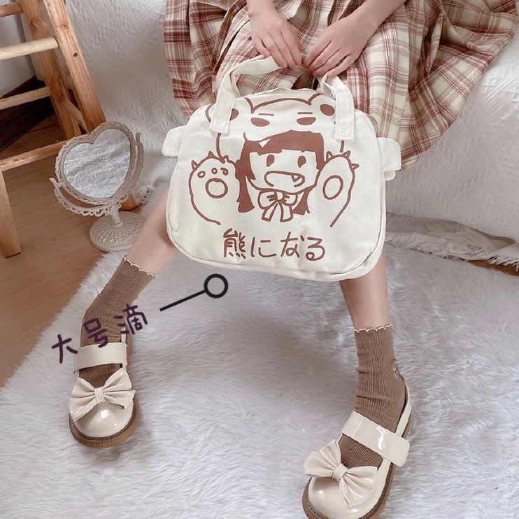 ✸✿❉Sera  Toko Harajuku Jepang Cute Vintage Gadis Tas Bahu Retro Korea Kapasitas Besar Siswa Tas Kanvas