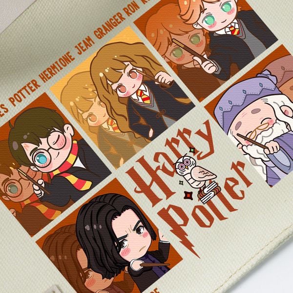 ❧Sera  Harry Potter co-branded sekitarnya sekolah sihir lucu kartun siswa kanvas tas bahu portabel tas Messenger