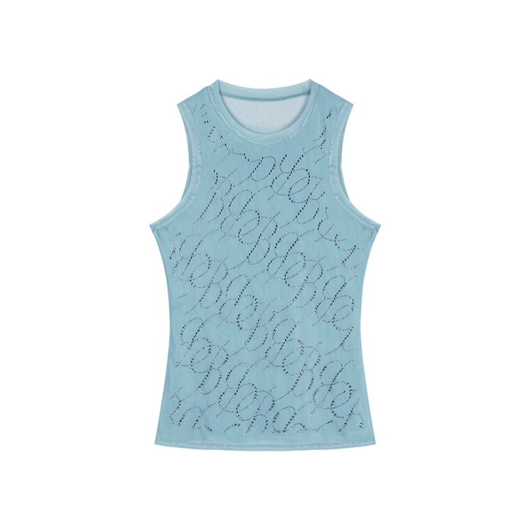 ☂☄❃Suhao gadis panas biru seksi kamisol kecil kamisol musim panas wanita payet bagian tipis di dalam membangun ramping pendek murni keinginan top memakai crop top tank top seksi wanita motif