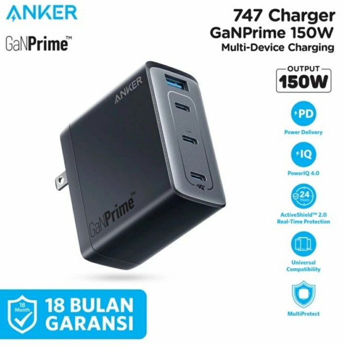 Terlaris Anker 747 Ganprime Charger 150W Pps Pd 4 Port Usb A C - A2340