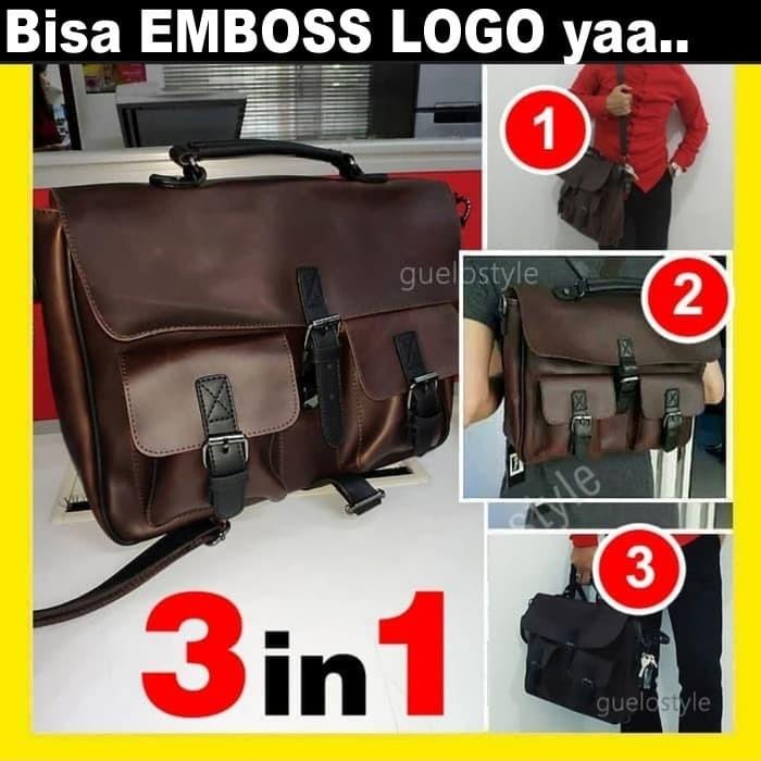 tas messenger bag kantor kerja pria kulit besar COKELAT