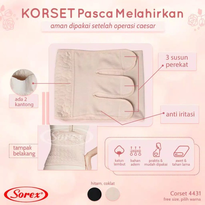 Korset Korset Pasca Melahirkan Sorex 4431 - Hitam(N9M5) Korset Pelangsing Perut Buncit Korset Hamil 