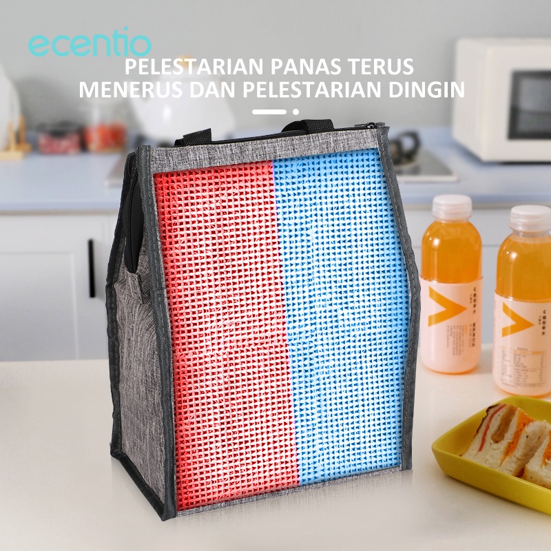 ecentio tas bekal makanan tas tempat makan Lunch Bag aluminium foil abu-abu/tas tempat makan/tas kotak makan anak abu-abu/tas kecil/tas karakter/Tas piknik/tas kotak makan siang