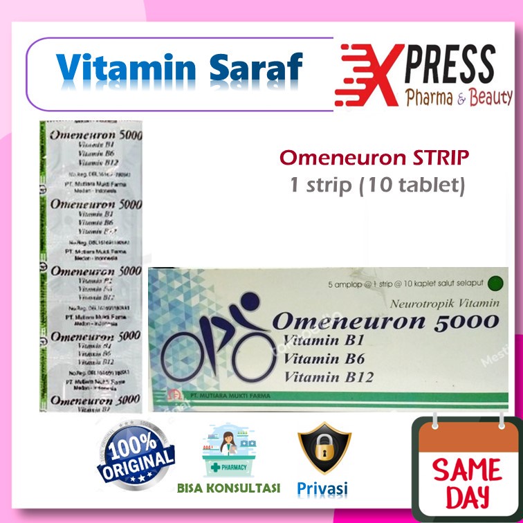 XPRESS  Omeneuron 5000 STRIP isi 10 Tablet  Obat Vitamin Komplek Komplex Complek Complex B1 B2 B 12 