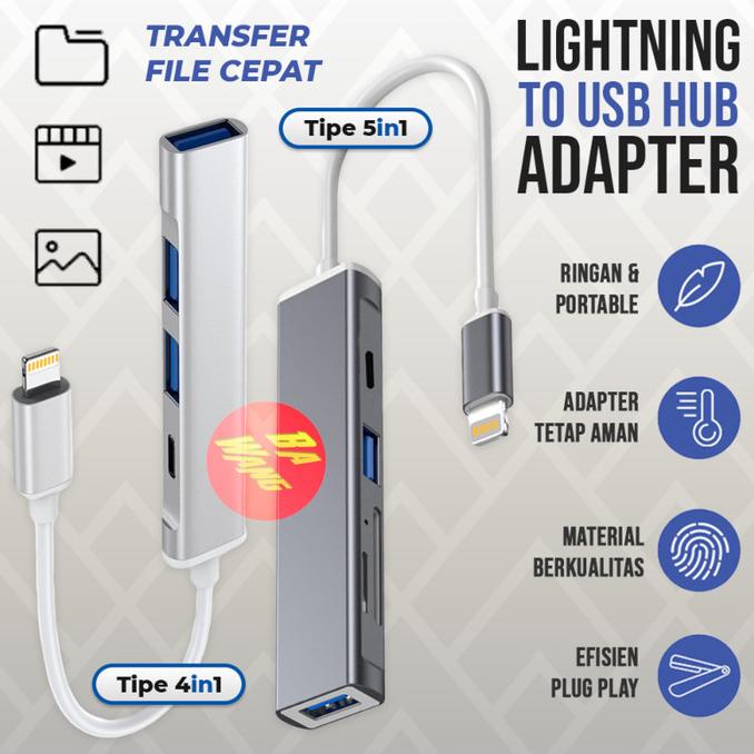CELTONID Lightning to USB HUB Camera Adapter OTG TF SD Card Reader