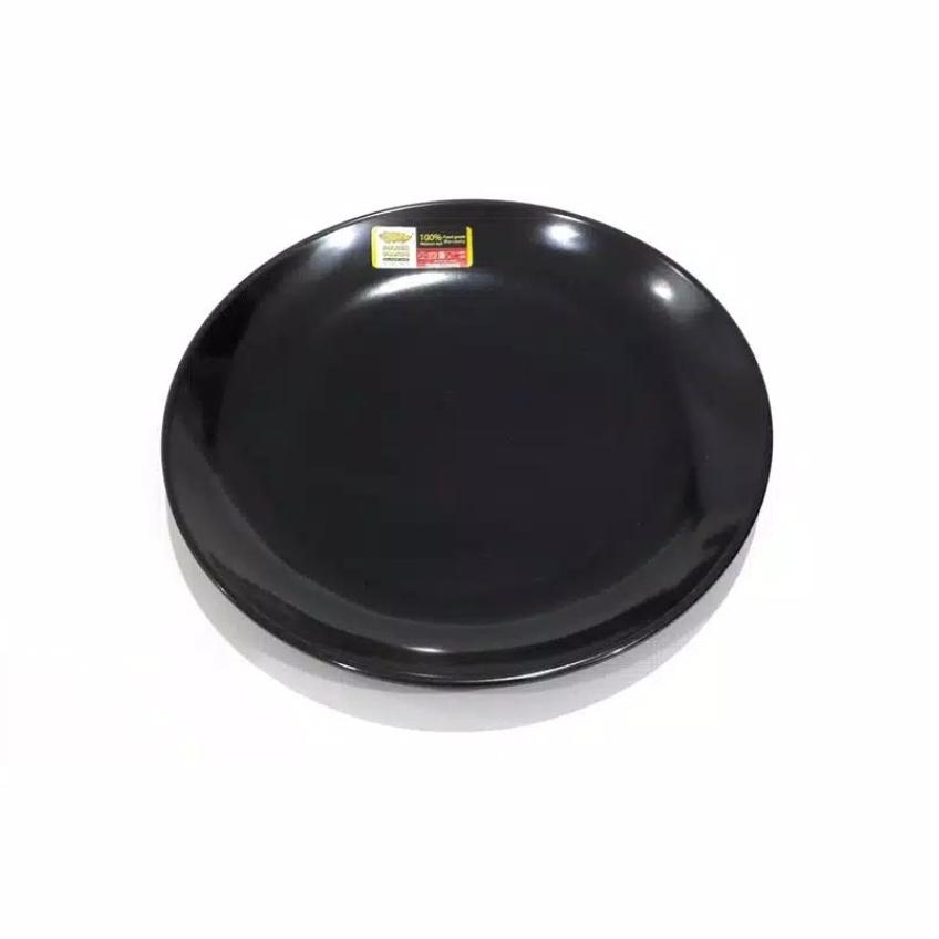 Hemat Keras 2i2Hw PIRING RESTO HITAM Golden Dragon - P1008 Piring Melamin Bulan 8 inch HITAM, diamet