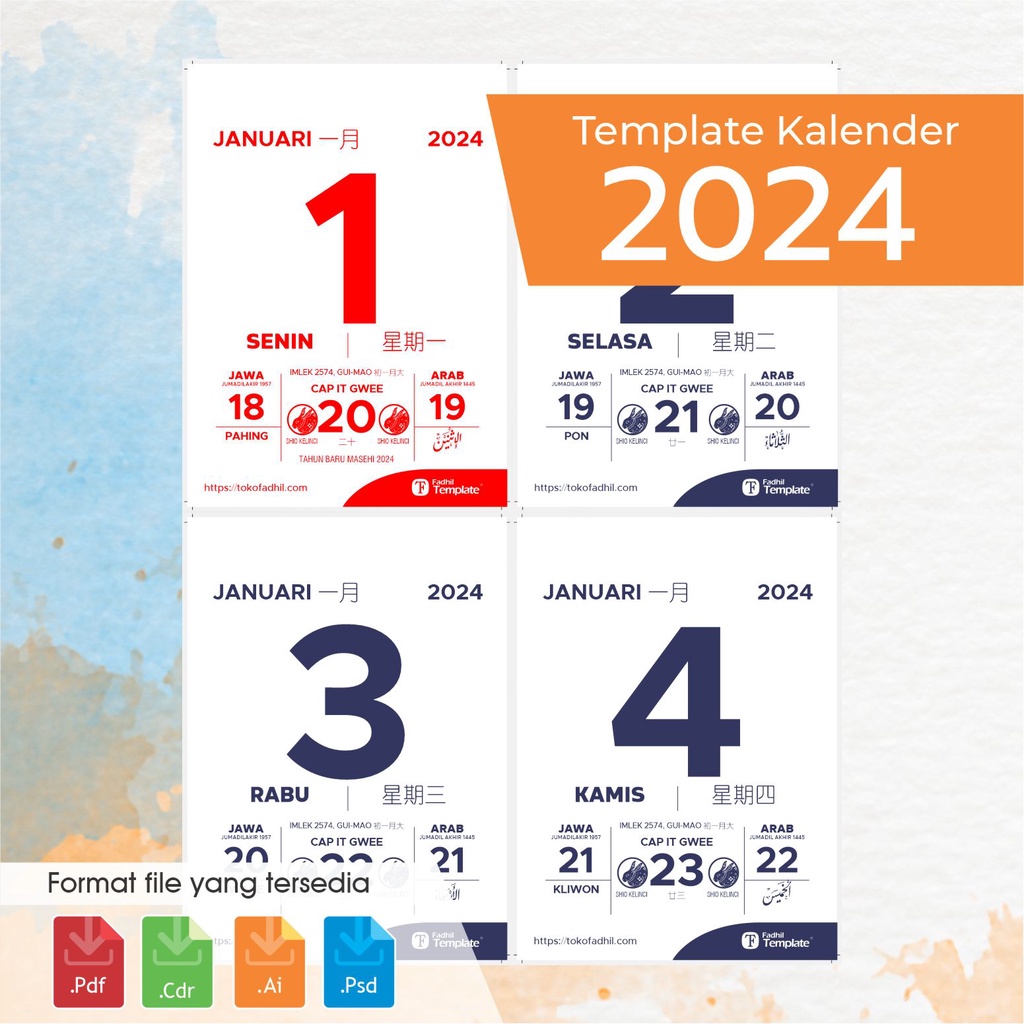 

Template Kalender 2024 sobek harian 60, Dilengkap Dengan Penanggalan Jawa, Hijriyah, Pasaran, china, Imlek, pranotomongso, wukon, MAS-2024-60