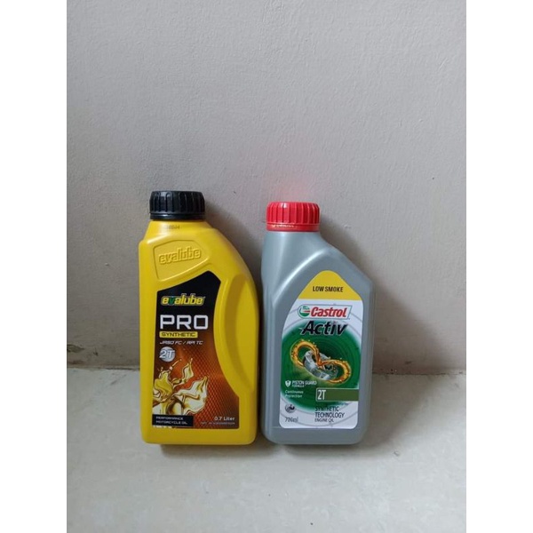 Oli samping Evalube pro & Oli samping Castrol Low Smoke