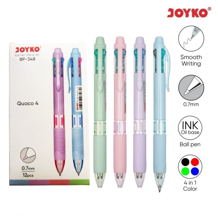 

Discount Ball Pen Pulpen Pena Joyko BP-348 Quaco 4 0.7 mm 4 Warna Colors /ALAT TULIS AESTHETIC/ALAT