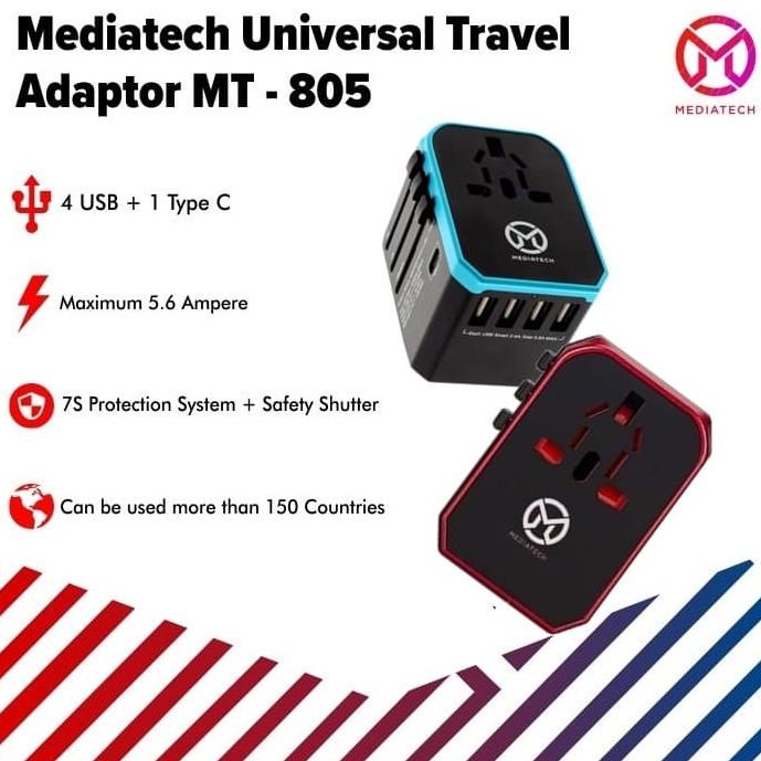Mediatech Universal Travel Adaptor Mt- 805 Free Pouch Exlusive / Universal Travel Adapter