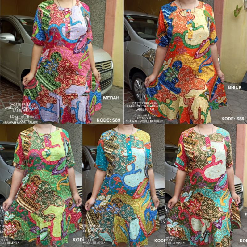 Daster Baladewa Ori Label Hitam Ibu Jumbo Bawah Klok Pias