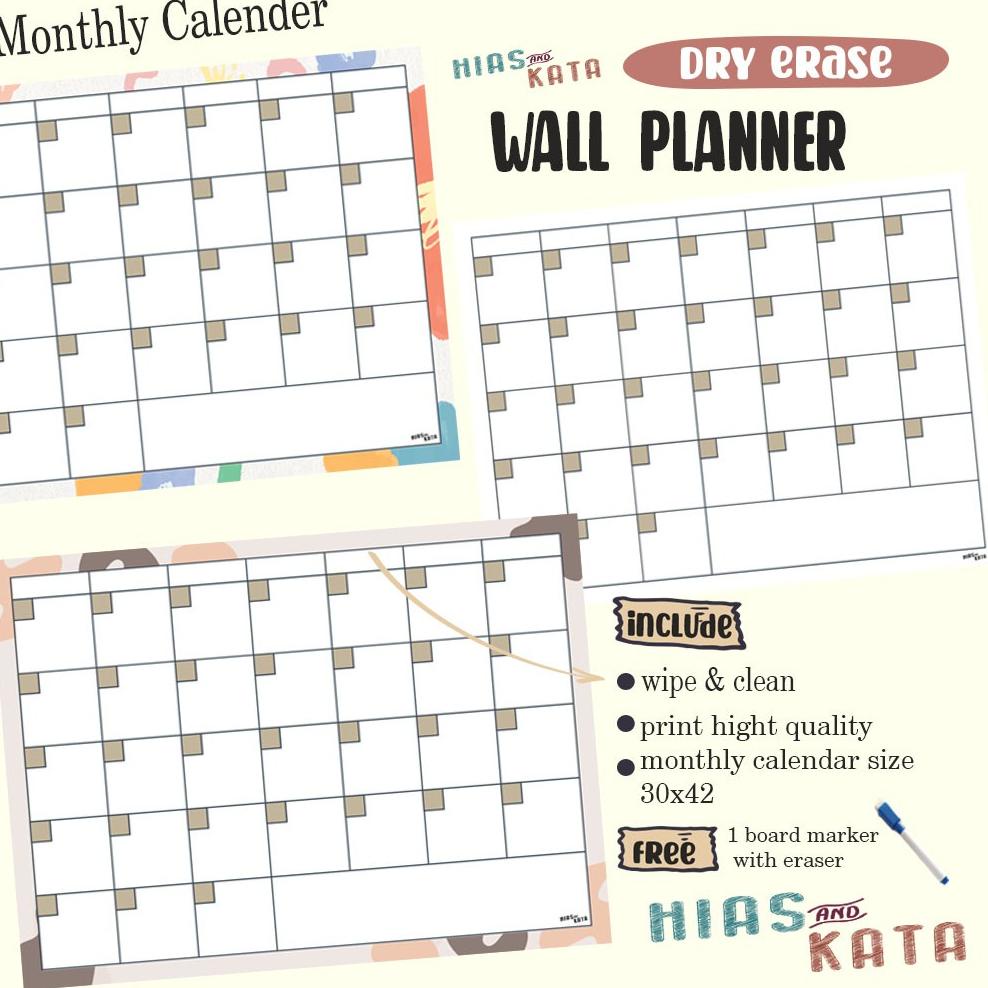 

Terbaru 5.5 monthly calender monthly planner monthly schedule board agenda bulanan kalender ( free 1 pcs spidol wipe & clean)