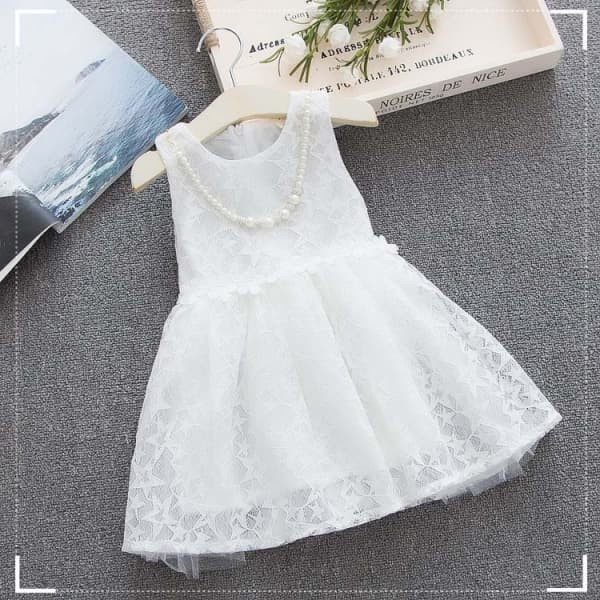 Gaun Pesta Anak Dress Anak Cewek Putih / Salem Star Brukat Import