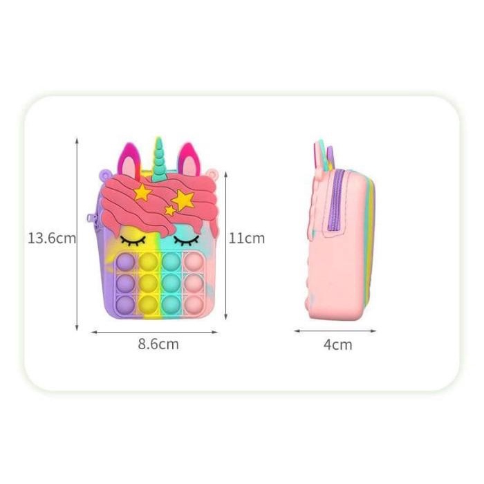 Tas Slempang Pop It Impor Unicorn, Strawberry Anak Cewek Impor