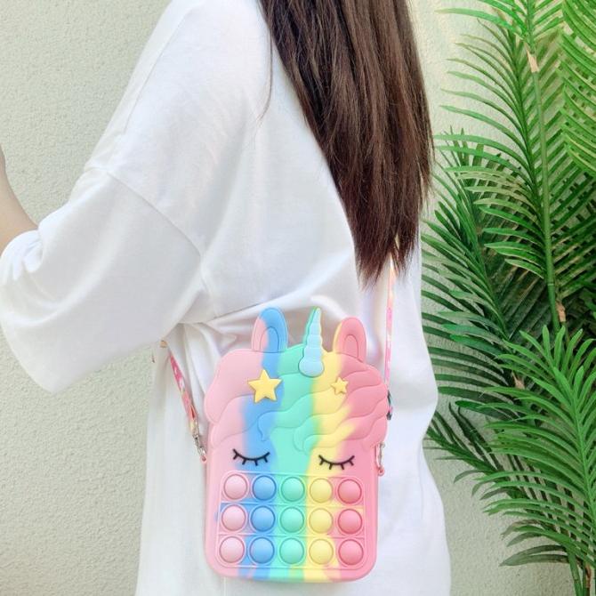BIG POP IT BAG / Rainbow Unicorn Cross Bag / TAS POP IT /GIFT for Kid