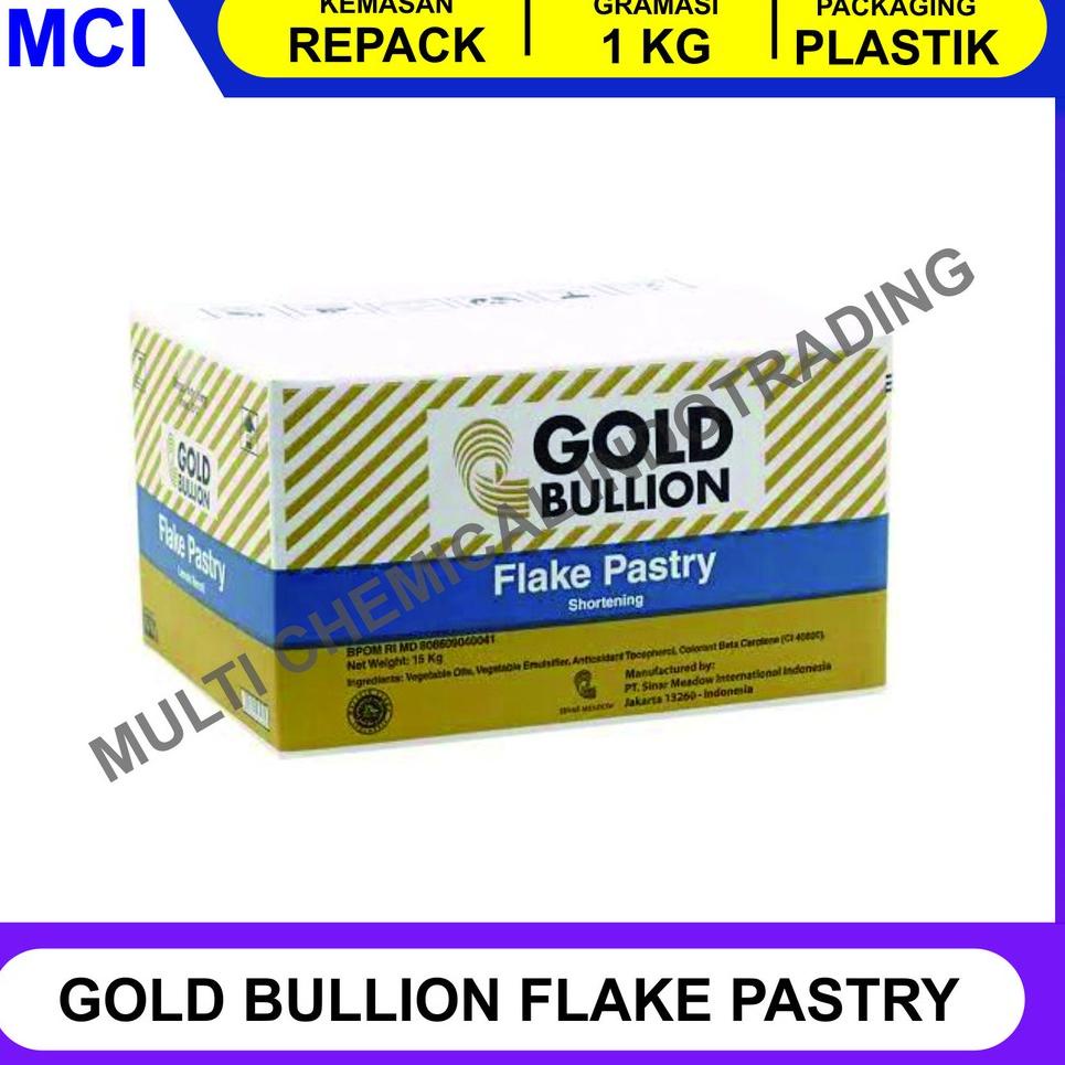 

DISKON !! KORSVET GOLD BULLION FLAKE PASTRY (SHORTENING) REPACK 1 KG [KODE 930]