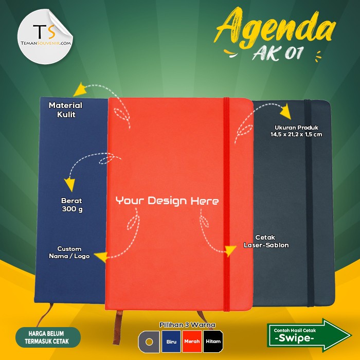 

TERLARIS Buku Hard Cover Agenda Diary Notebook A5 - AK 01 Custom Logo Nama /BUKU TULIS SEKOLAH/BUKU