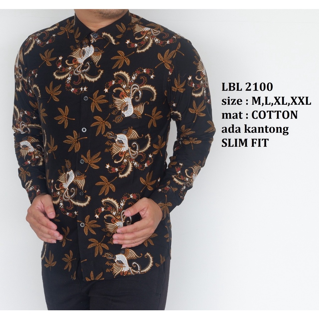 Baju Batik Pria Slimfit Kemeja Lengan Panjang Hem Slim Fit LBL 2100