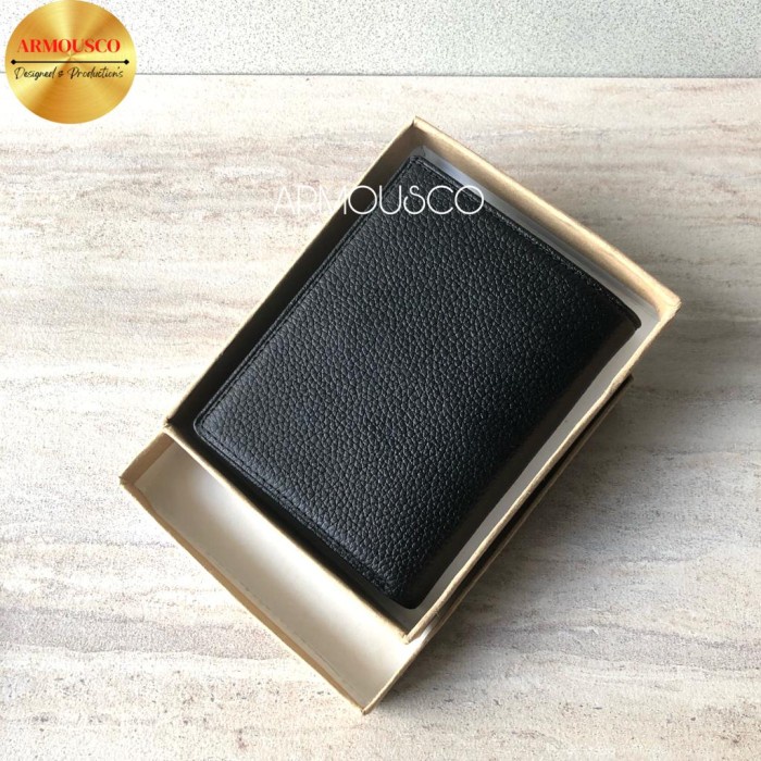 dompet DOMPET PRIA LIPAT KULIT ASLI VERTIKAL / BERDIRI - Hitam(Z6A8) dompet kulit sintesis premium d