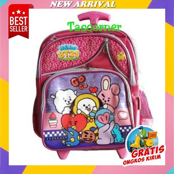 Smart Tas Trolley Dorong Sekolah Play Group / Tk Kecil Motif Timbul Lol Cute Tas Troli Anak Perempua