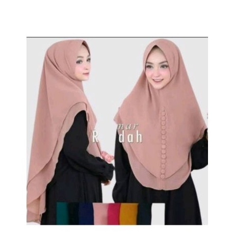 Khimar Raudah 2 Layer kancing / Hijab Syar'i 2 Layer / Hijab Instan 2 Layer