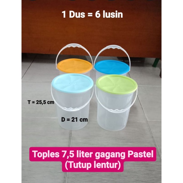 Grosir 1 karton = 6 lusin/72pcs Toples 7,5 liter gagang