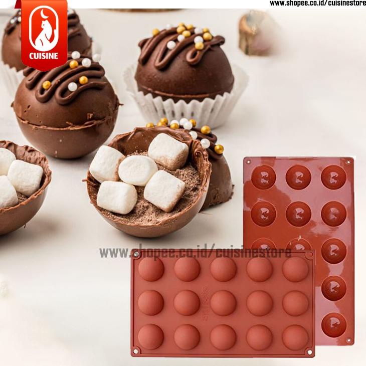 Hot Sale - Cetakan Coklat Bulat DOME kecil 15 Lubang / Cetakan Puding Jelly Agar Permen / Cetakan un